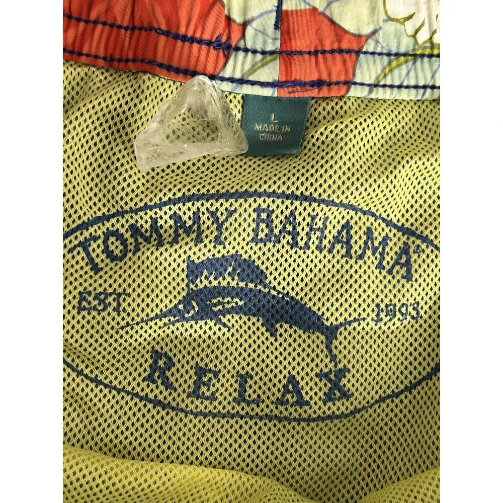 TOMMY BAHAMA Relax Large Swim Trunks Blue Cargo Mesh Lined Board Nylon Shorts